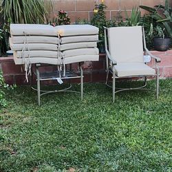 Patio chair cushion measuring 44 in L x 20 in W x 3.5 in H for 6 chairs (cushions only)