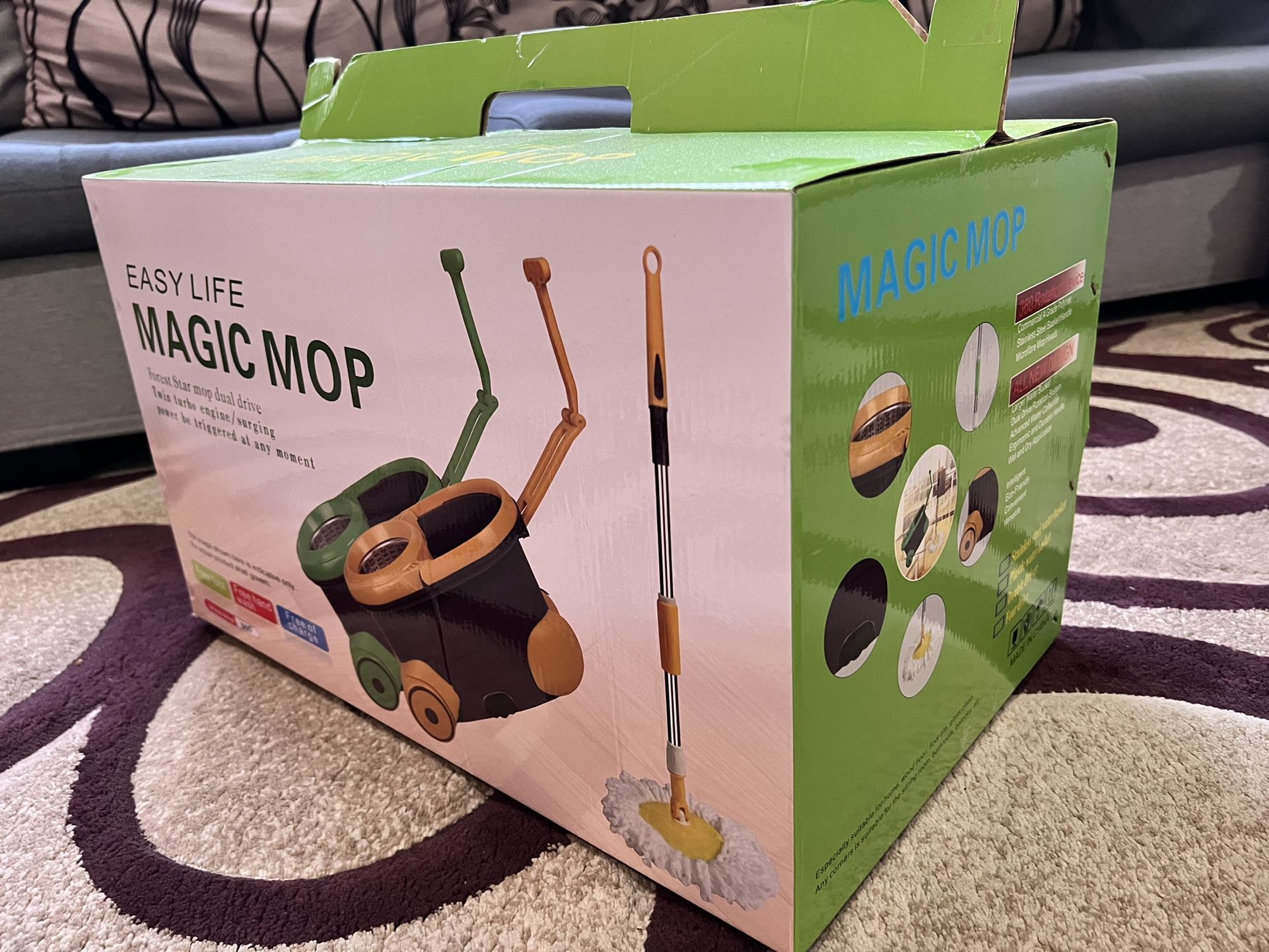 PRICE NEGOTIABLE-EasyLife Magic Mop Patio With Stainless Steel Bucket And Easy Pull Handle And Rollers