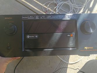Denon receiver and klipsch subwoofer and tower speaker