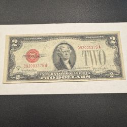  1928 $2 Red Seal Note – Circulated – Nice Eye Appeal