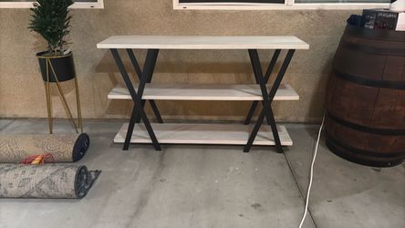 3-Tier Console Table with Metal X-Frame