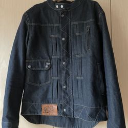 Fuel Greasy Denim Motorcycle Jacket - Mens Large