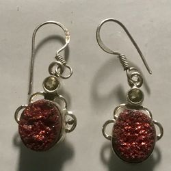 Citrine Stone And Druzy Rubi Crafted On Sterling Silver 9.25