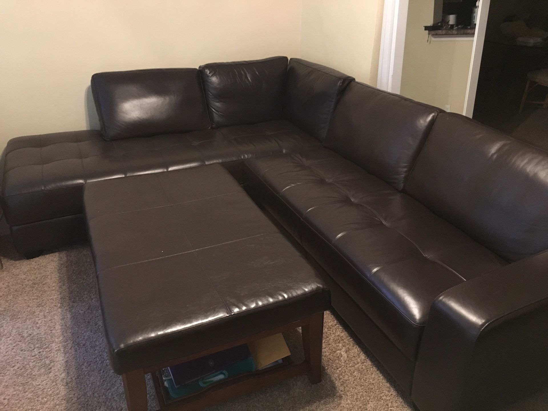 Leather Couches and ottoman