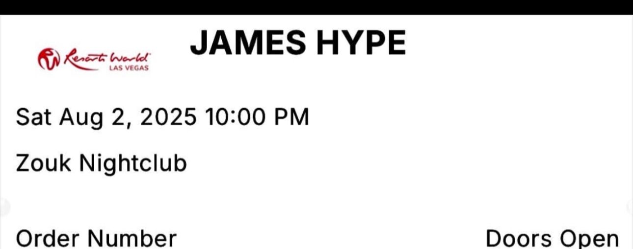 James Hype Ticket