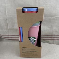 Starbucks Color Changing Rainbow Reusable Cold Cups Complete Set Of 5 24oz 