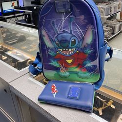 Disney Stitch Backpack And Wallet Bundle 