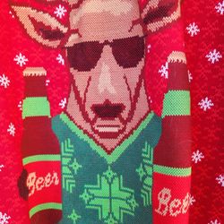 Ugly Christmas Beer Drinking Drunk Reindeer Red Sweater Sweatshirt Large Unisex