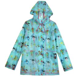 New Disney It's A Small World Rain Coat Jacket Buttons Zip Hood Pockets Size S