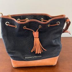 Dooney & Bourke Black Leather Crocodile Bucket Bag