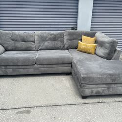 Grey Suede Sectional! 🏝️