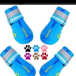 Dog Boots Blue Size 1 Medium Dog Shoes Paw Protection Anti Slip Waterproof New