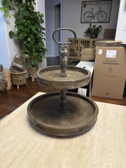 Wood Two Tier Stand 