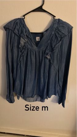 Gap Chambray Ruffle Blouse