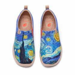 UIN Women's Slip Ons Lightweight Walking Casual Loafers (Smiley Night)133 no box