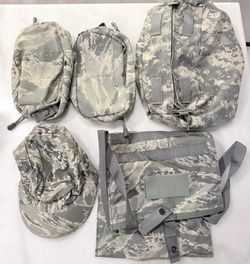 Lot Of 5 US Air Force ABU Digital Camo Gear Lot MOLLE Pouches Bags Field Pack Hat