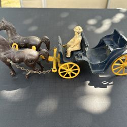 Vintage , Collectible, Cast Iron Horse Wagon