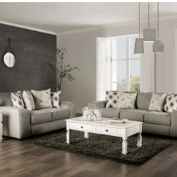 Brand New Super Plush Grey Sofa & Loveseat (Pillows Included)
