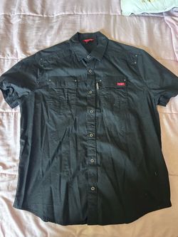 GUESS Men’s Black Short Sleeve Button-Up Shirt Size L