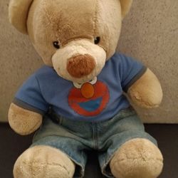 Build a Bear 15" blonde teddy bear with jeans and Cookie Monster Tshirt. 