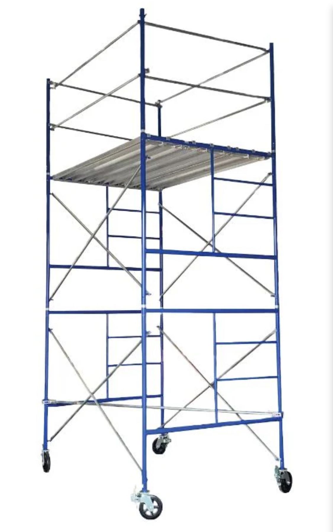 CONTRACTOR SCAFFOLDS ROLLING TOWER SET 11 FT HIGH 7 FT LONG, 5 WIDE W/GUARD RAIL & CASTERS 950.00