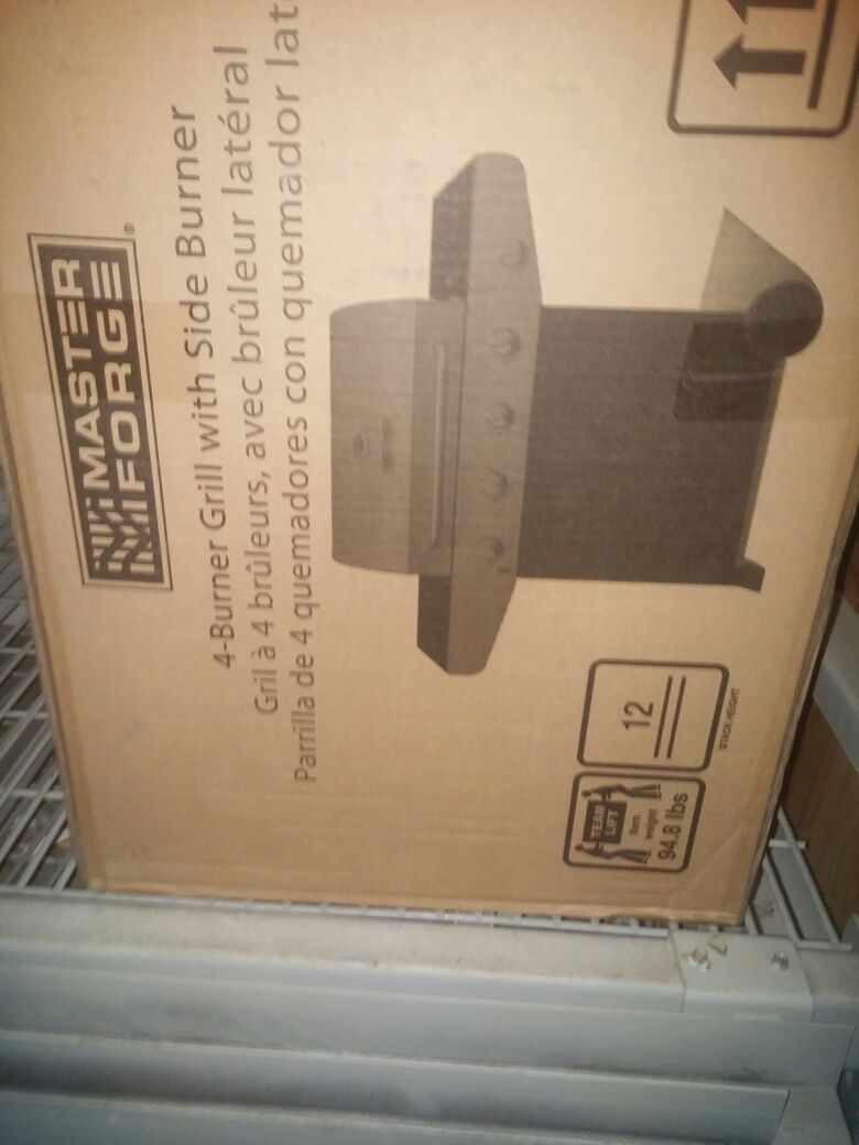 Brand New in Box Master Forge Black/Stainless Steel 4- Burner (40,000 - BTU) Liquid Propane Gas Grill.