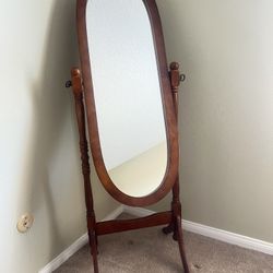 Vintage (Circa 1970) Wooden Standing Mirror
