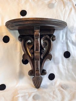 Dark Wood Ornate Wall Bracket Shelf