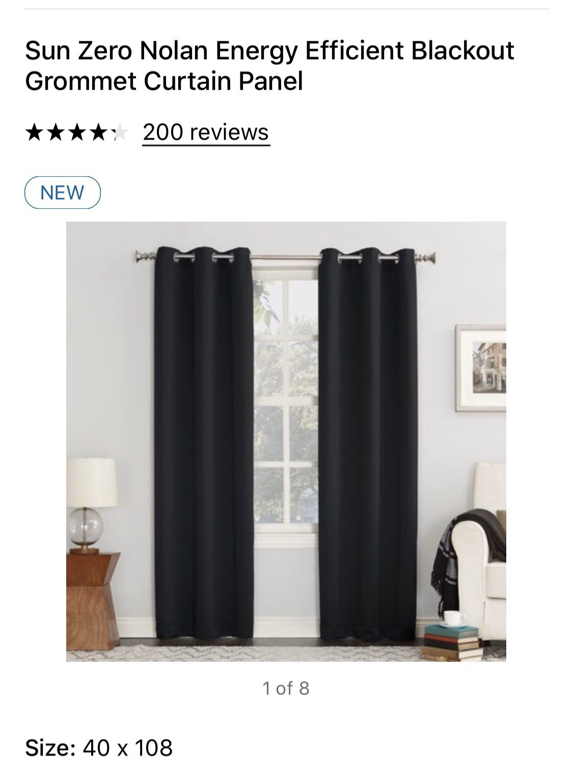 Blackout Grommet Curtain Panels- Black