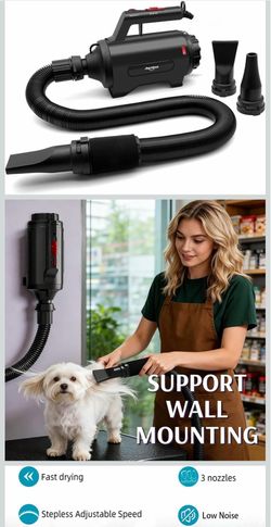 Dog Dryer High Velocity Pet Dog Grooming Force Hair Dryer/Blower High velocity force blower dryer for professional dog pet grooming, black sherbao SMD