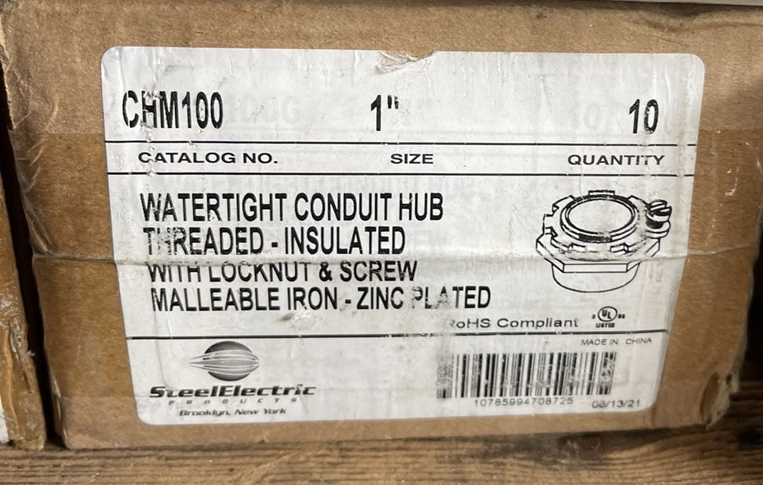 Steel Electric Products Co. CHM100 1 Inch Zinc Plated Malleable Iron Insulated Throat Male Threaded Conduit Hub