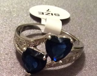 Ring Size 7 Blue Heart, $10