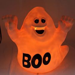 Vintage BOO Ghost Blow Mold Light 11" Halloween Lights Up