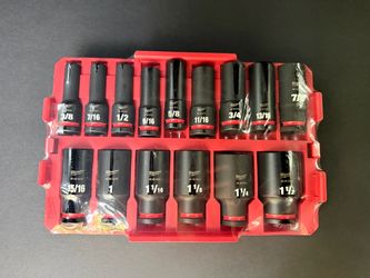 Milwaukee 49-66-6817 SHOCKWAVE 1/2” SAE Deep Well Impact Socket Set (15-Piece)