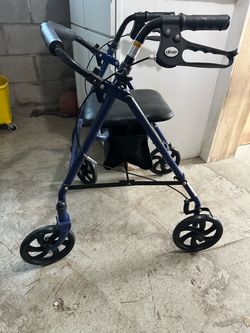 Drive Medical Rollator Walker with Seat, 7.5 Inch Wheels, Blue