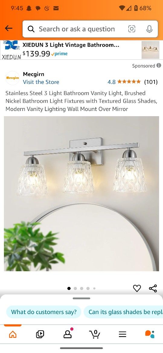 XIEDUN 3 Light Vintage Bathroom Vanity Light Fixture #264