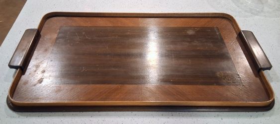 Art Deco Two Tone Walnut Serving Tray