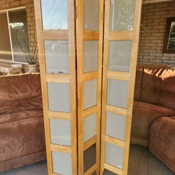 3-panel wooden photo frame room divider