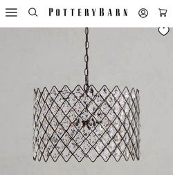 Potterybarn Crystal Iron Framed Chandelier
