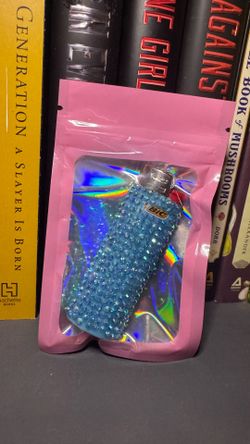 Bic blue rhinestone lighter