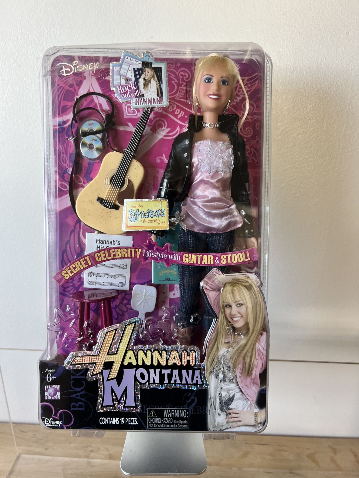 Brand New Disney Hannah Montana Secret Celebrity Lifestyle with Guitar & Stool Doll; unopened/sealed package.