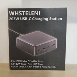 USB C Charging station 203W/200W (100W+65W+20W+18W) 4-Port, Type-C, Compatible with MacBook Pro/Air Laptop Smartphone