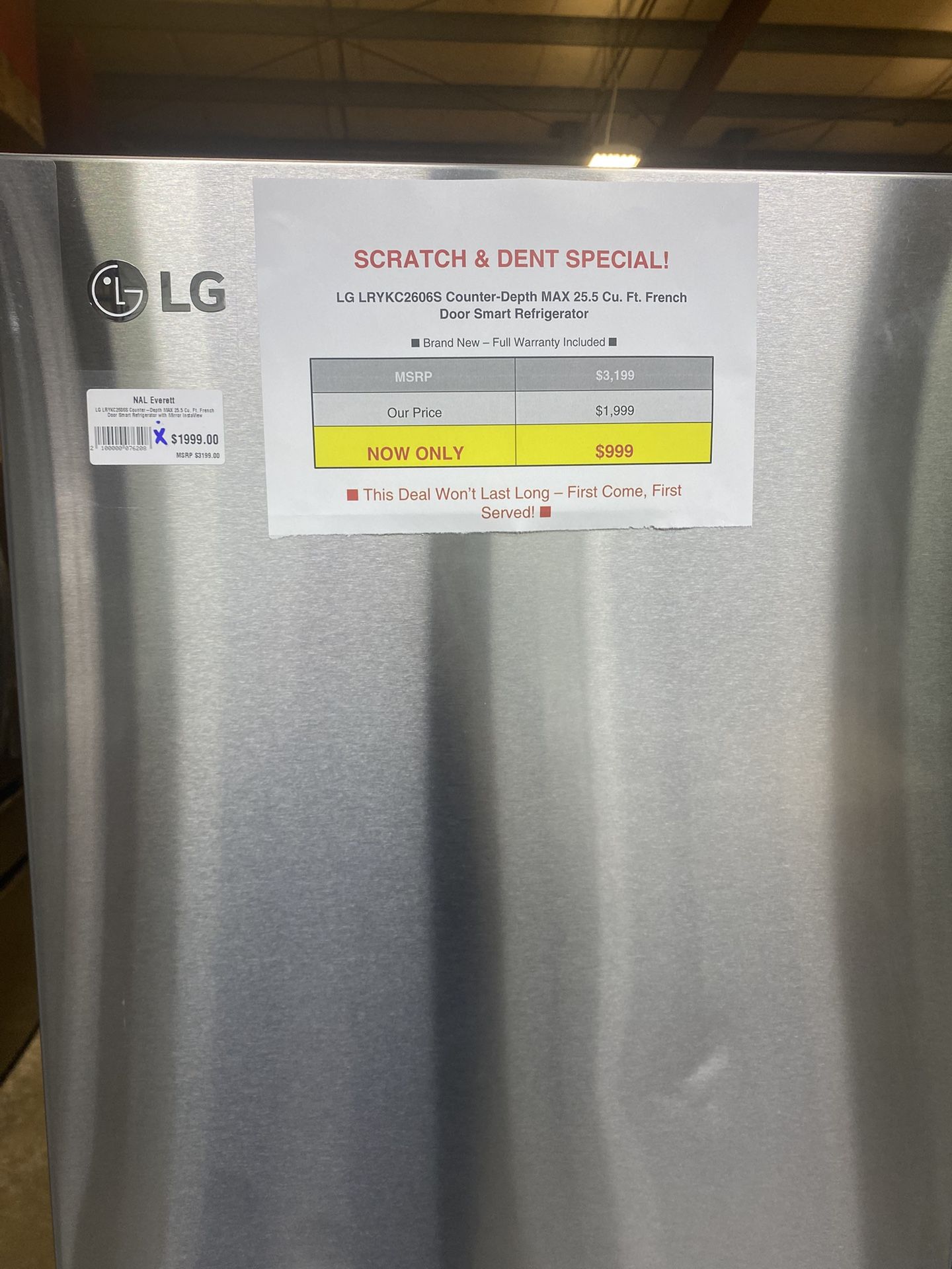 LG LRYKC2606S ding/dent special!!! 36 Inch Counter-Depth MAX™ Smart French Door Refrigerator with 26 Cu. Ft. Capacity National Appliance Liquidators