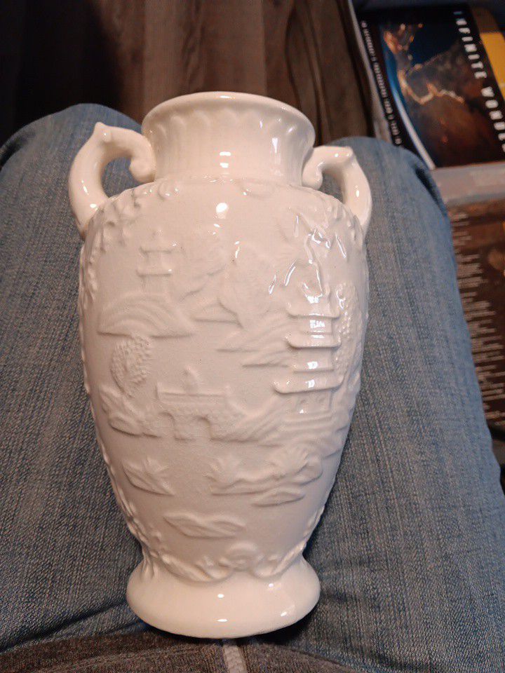 Vintage Japanese Vase, White