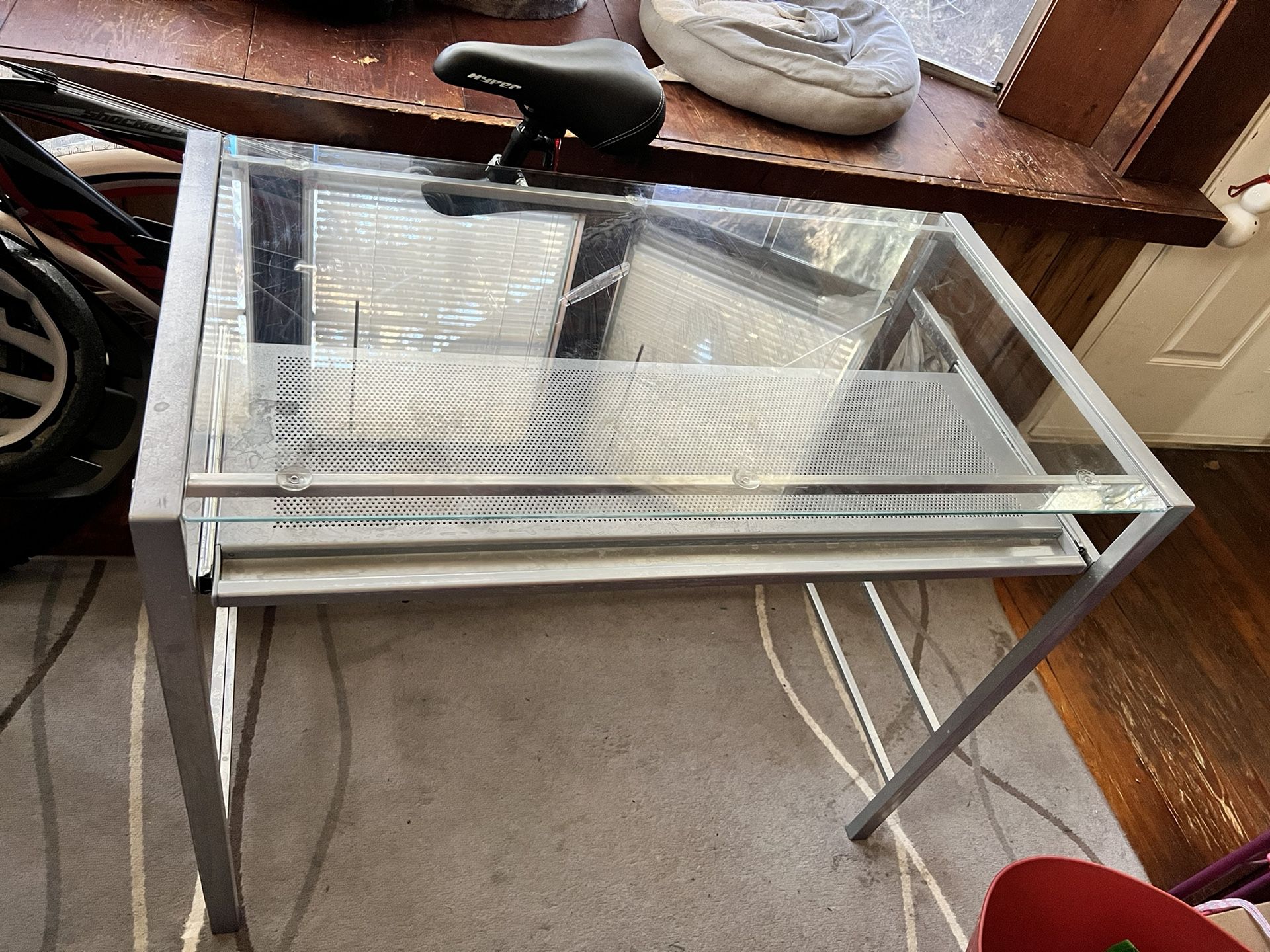 Small Glass Top Computer Desk
