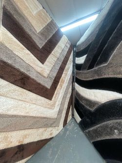 Large Shaggy Area Rug Chevron Stripe Pattern