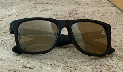Ray Ban JUSTIN Sunglasses- Rubber Black with Light Brown Mirror Gold Lens with Case and Cloth (RB4165-622/5A 55)
