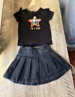 Garanimals girls black & red top & skirt set size 2T