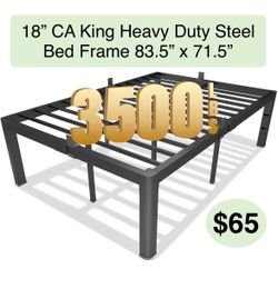 18” Cal King Platform Bed Frame,18"Heavy Duty Metal Mattress Foundation, Rounded Safety Corners & Recessed Legs,Mattress Retainers,Easy Assembly,Noise