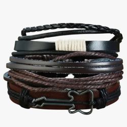New 2026 4 In 1 Wrap Leather Bracelets For Men Vintage Rudder Charrm Wood Beads Ethnic Tribal Wristbands Jewelry Fashion Accessories Creative Gift